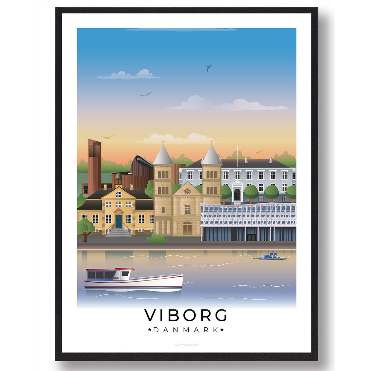 Viborg plakat med hvid kant (RESTPARTI) (Størrelse: XL - 70x100cm)