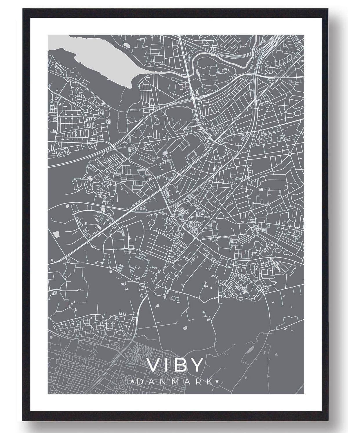 Viby J by plakat - grå (Størrelse: L - 50x70cm (B2))