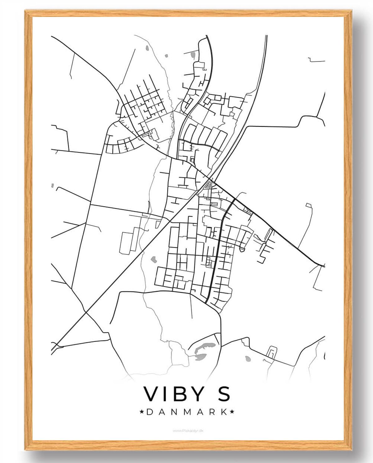 Viby S by plakat - hvid (Størrelse: L - 50x70cm (B2))