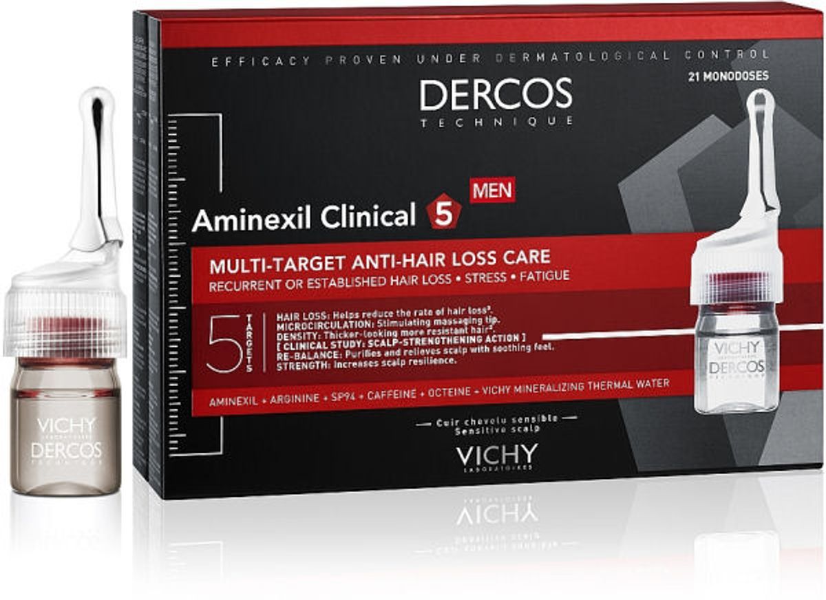 Vichy dercos technique aminexil clinical 5 men multi-target anti-hair loss care 21x6ml