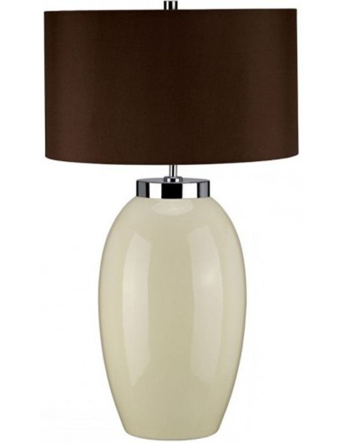 Victor L Bordlampe i keramik og faux silke H70 cm 1 x E27 - Creme/Brun