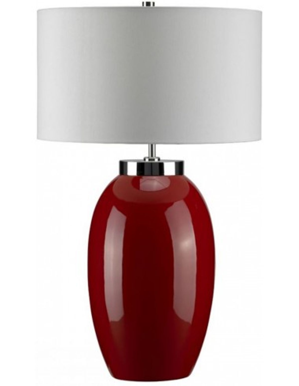 Victor L Bordlampe i keramik og faux silke H70 cm 1 x E27 - Rød/Creme