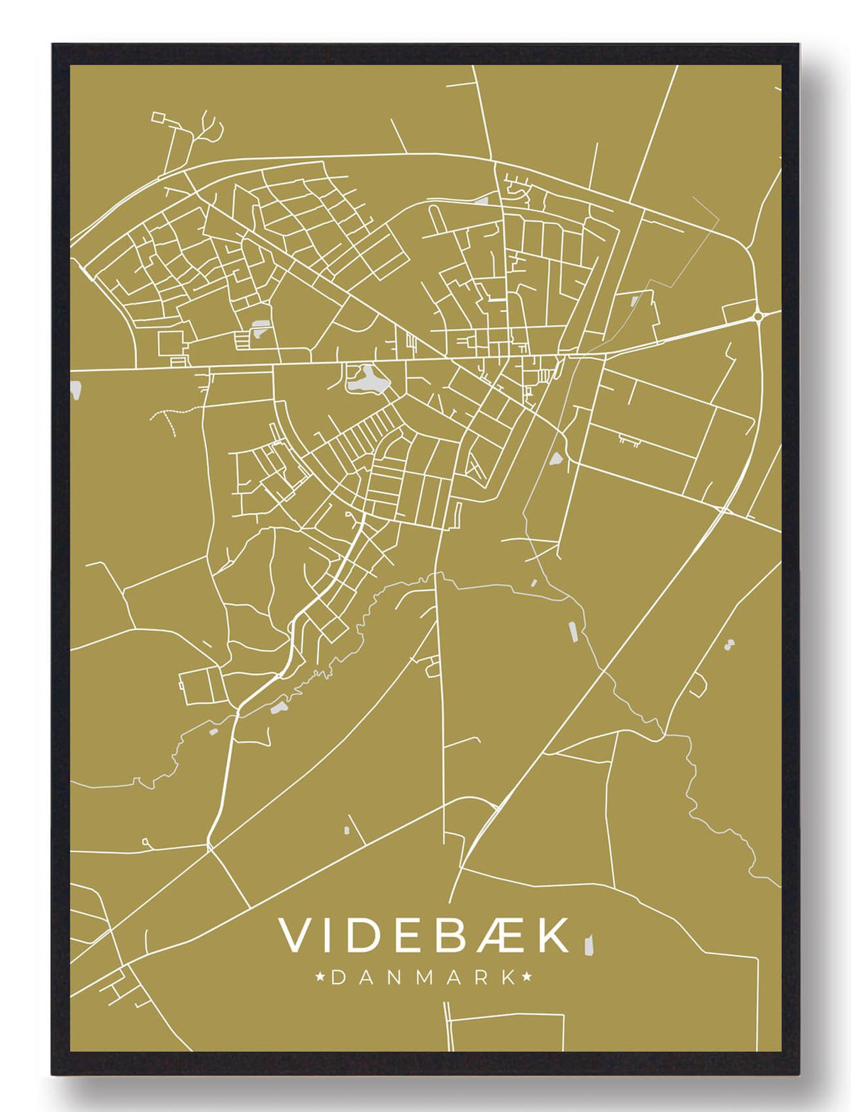 Videbæk plakat - gul (Størrelse: L - 50x70cm (B2))