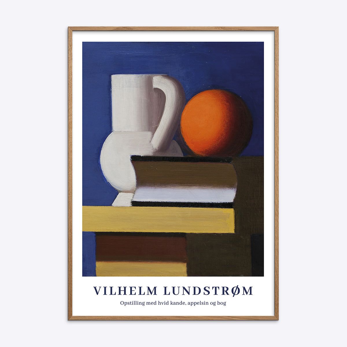 Vilhelm Lundstrøm Opstilling med hvid kande, appelsin og bog - 30x40 cm