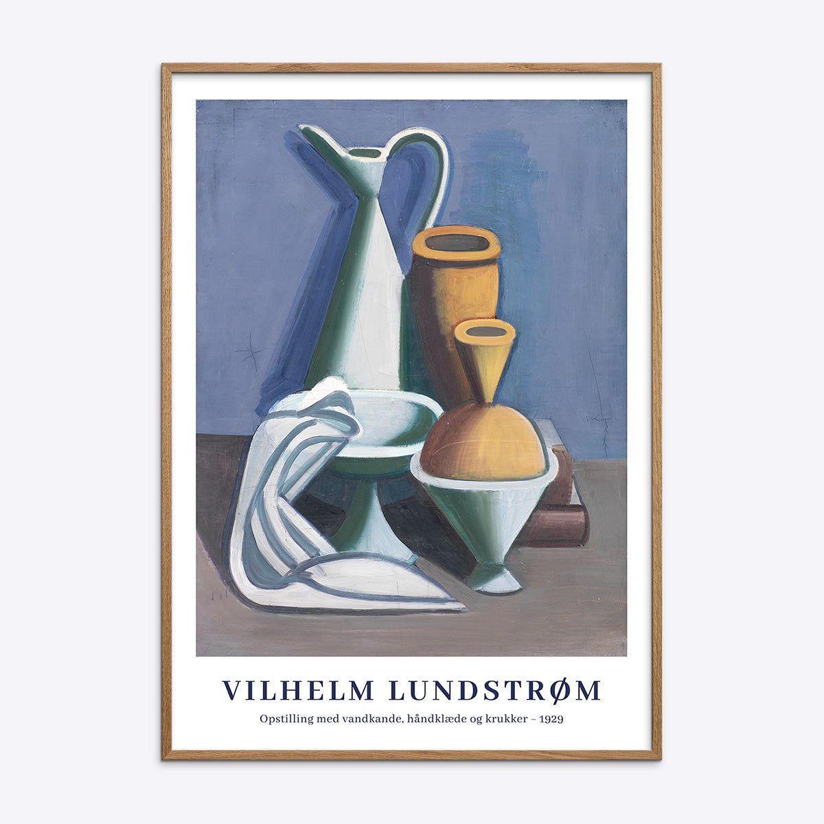 Vilhelm Lundstrøm Opstilling med vandkande handklæde og krukker - 21x30 cm