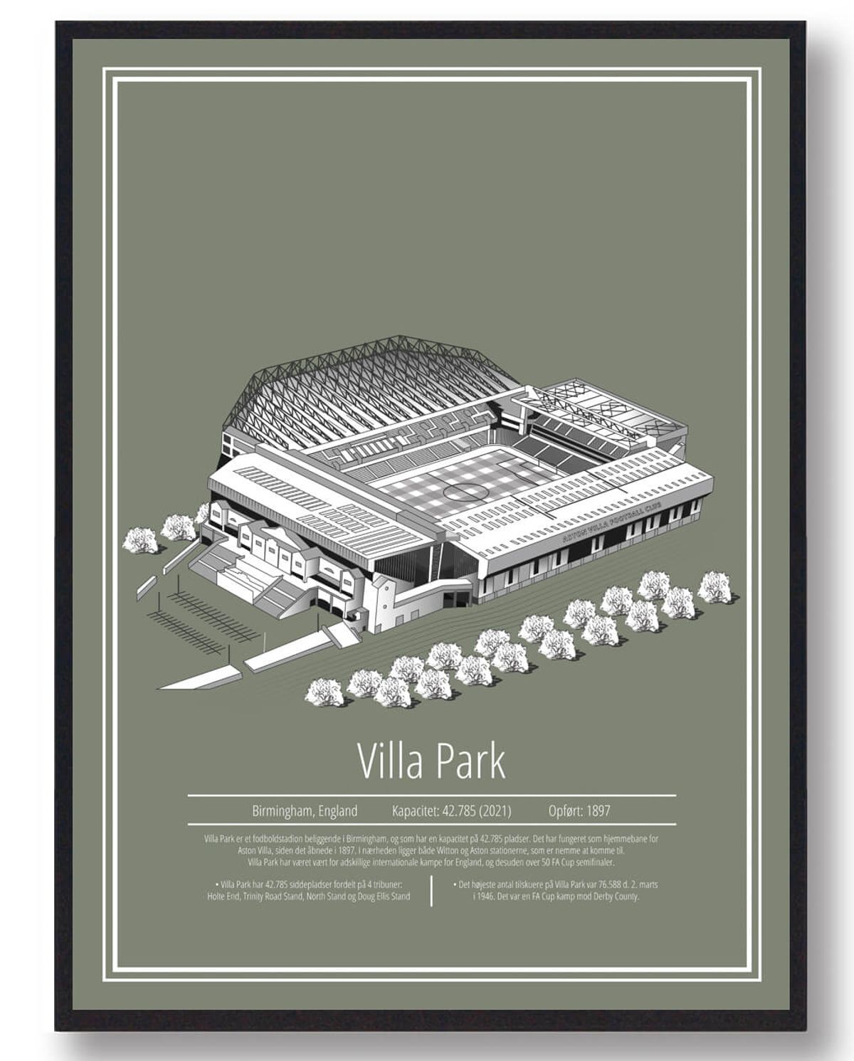 Villa Park - Aston Villa stadion plakat (Størrelse: M - 30x40cm)