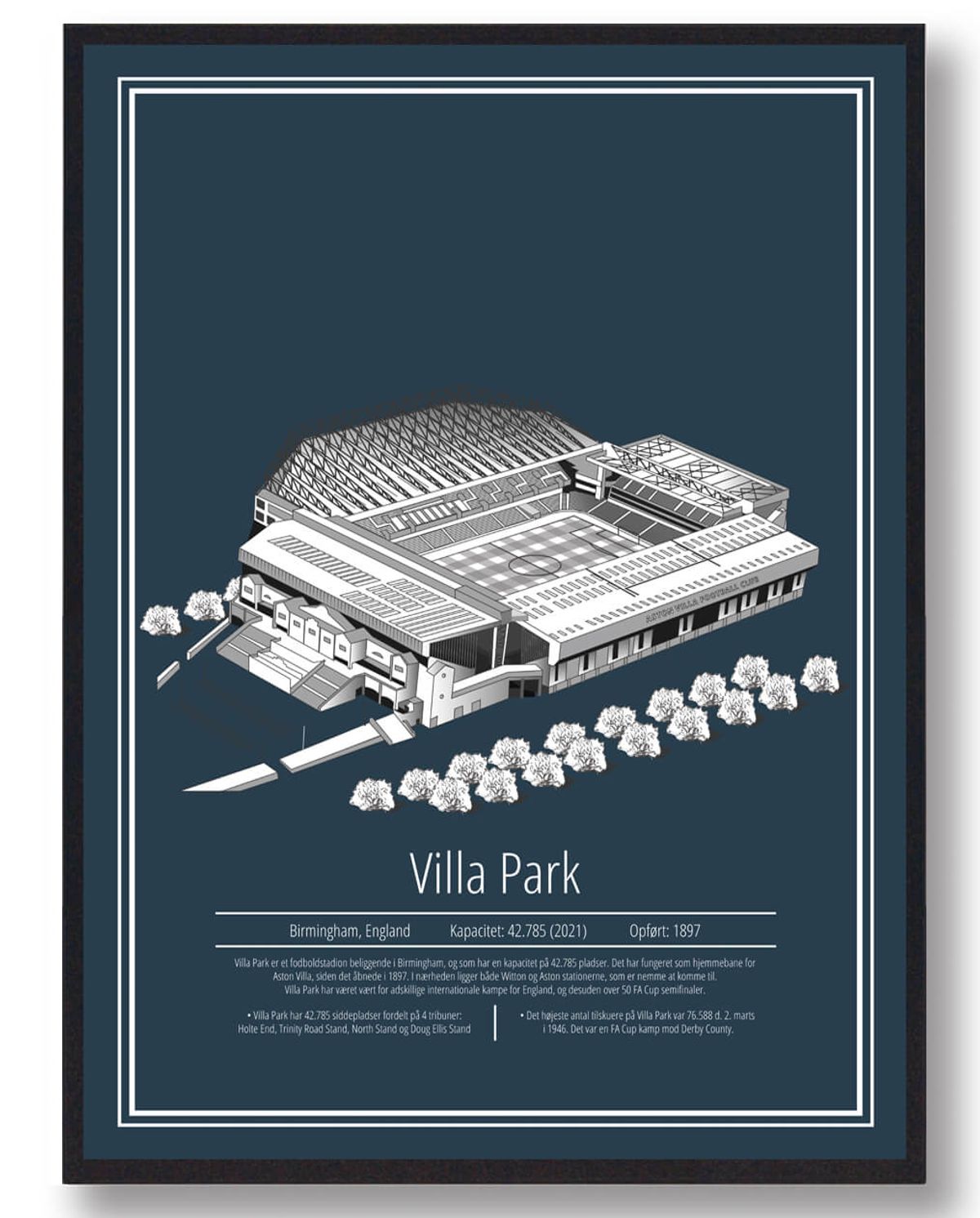 Villa Park - Aston Villa stadion plakat (Størrelse: S - 21x29,7cm (A4))