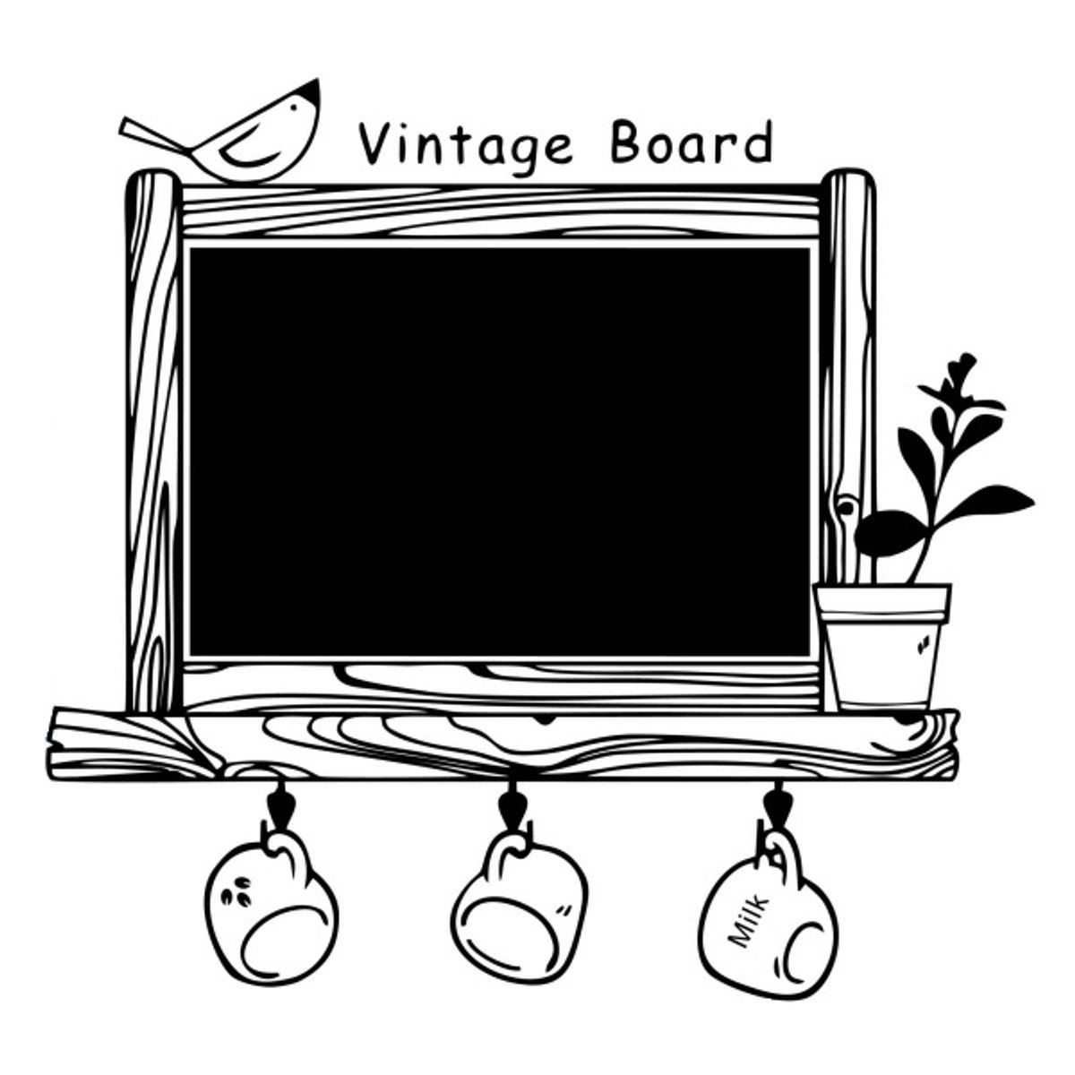 Vintage board. Wallsticker tavle til kridt. 98x86cm