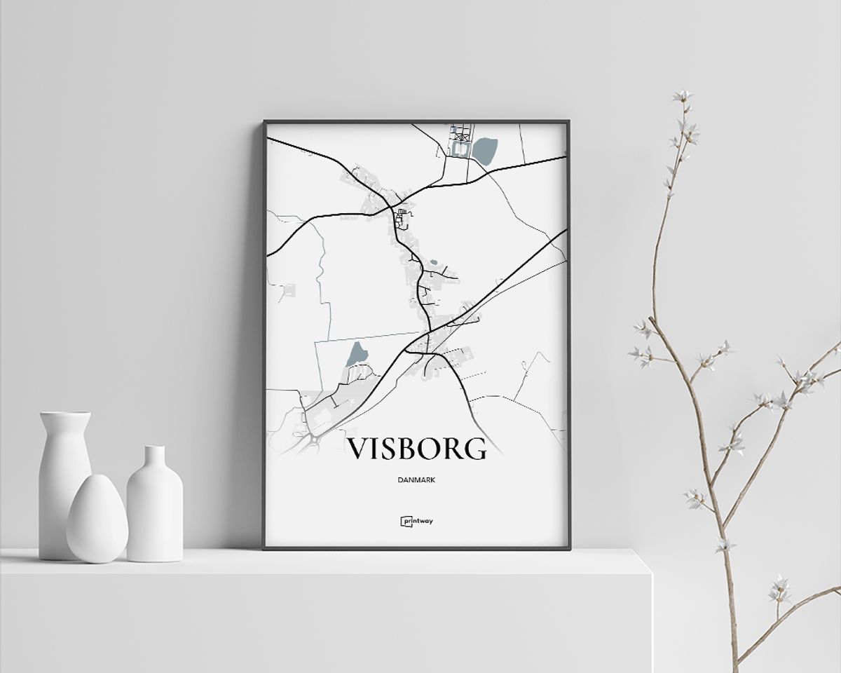 Visborg Plakaten Fuldt kort Hvid 60×84 cm (A1)