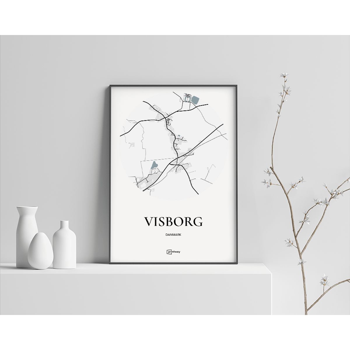 Visborg Plakaten Rundt kort Hvid 60×84 cm (A1)