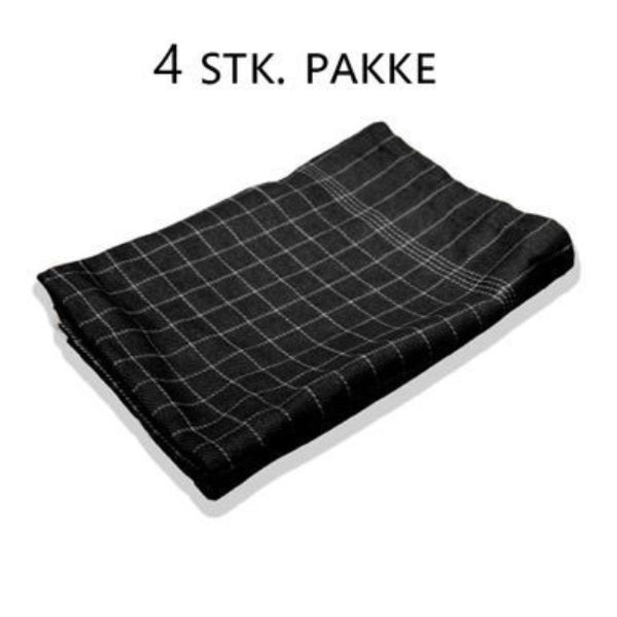 Viskestykke Sort 4-pk. Str 50cm x 100cm