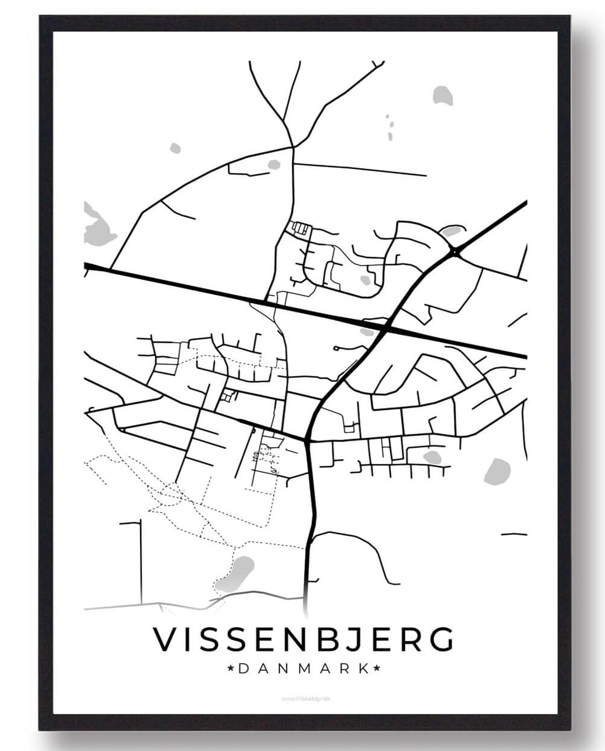 Vissenbjerg by plakat - hvid (Størrelse: L - 50x70cm (B2))