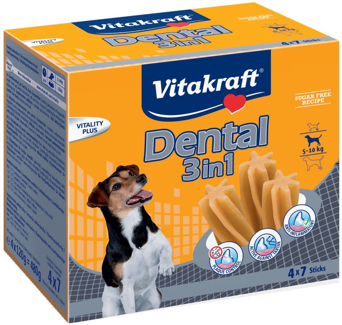 Vitakraft Dental Stick 3in1, S, 5-10 kg hundetyggeben