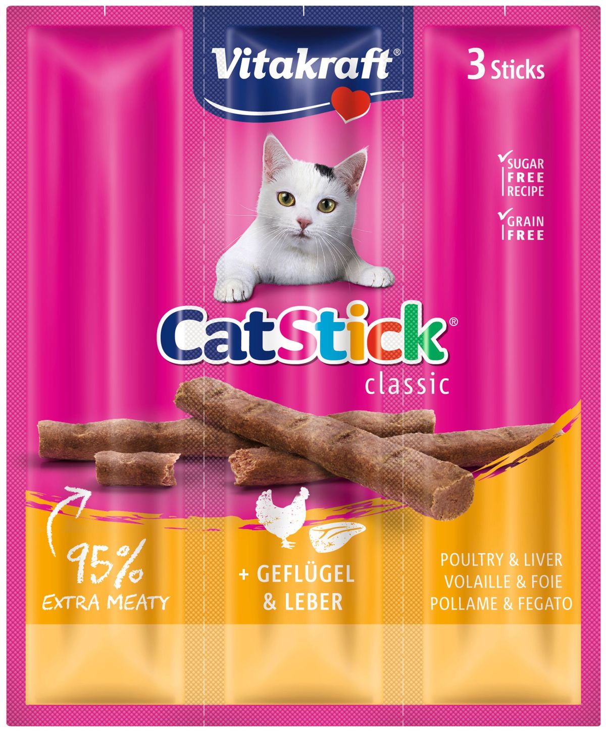 Vitakraft Vitakraft Cat Stick® med fjerkræ og lever kattegodbidKattegodbider