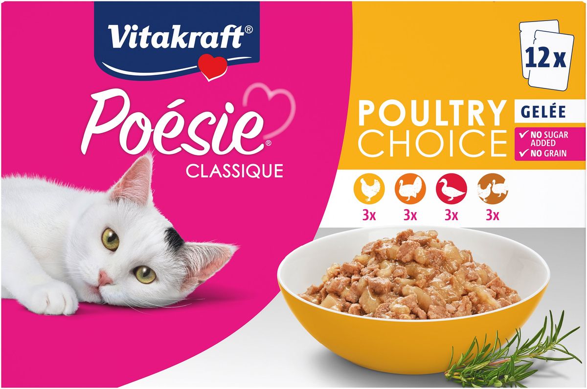 Vitakraft Vitakraft Poesie Multipak 12 poser a 85gr, Classic i geleKattefoder