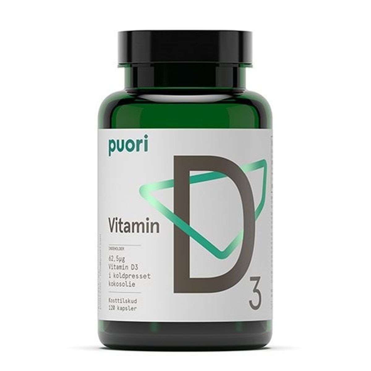 Vitamin D3 62,5mcg i kokosolie Puori - 120 kapsler