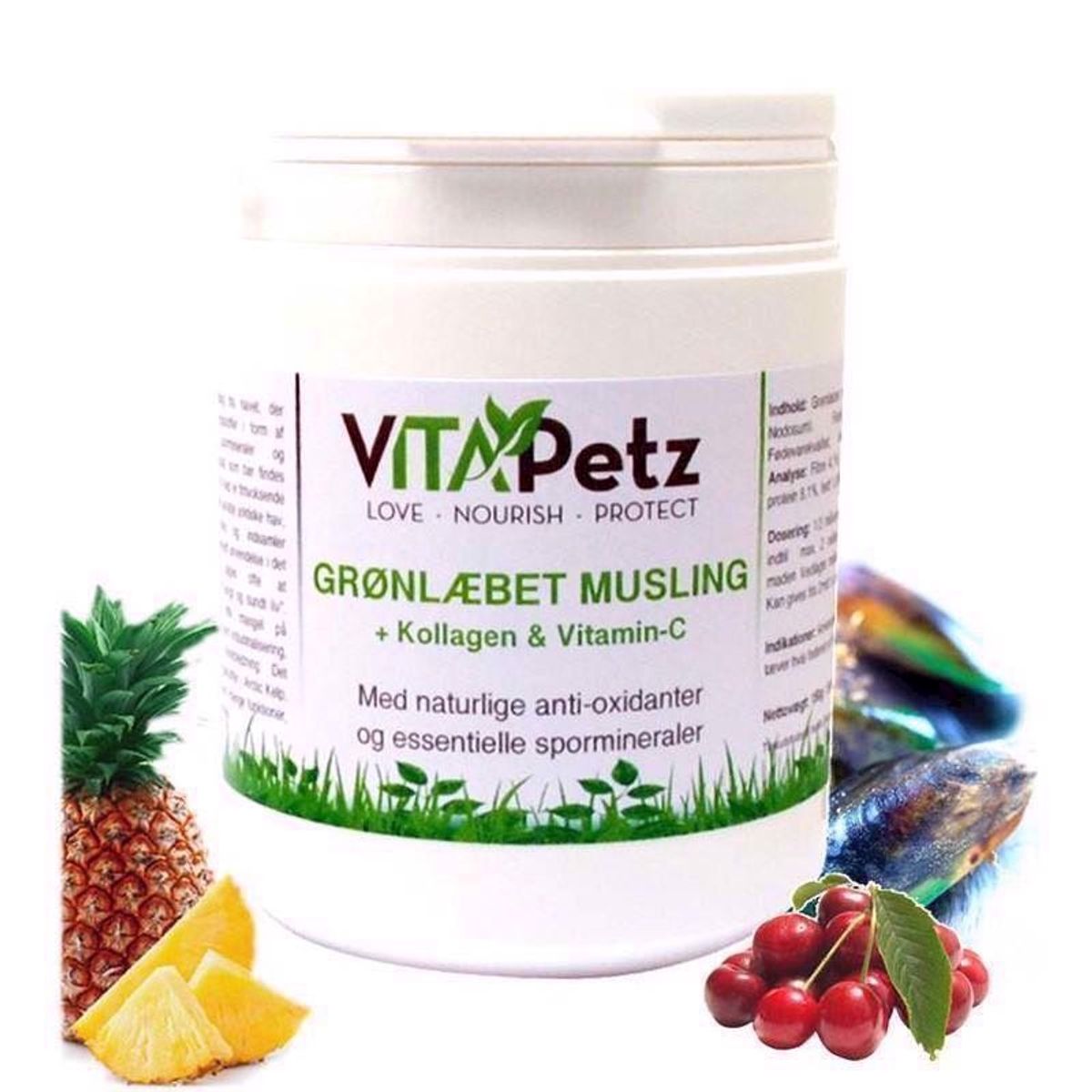 VitaPetz Grønlæbet Musling+kolagen+Vit-C, 450g