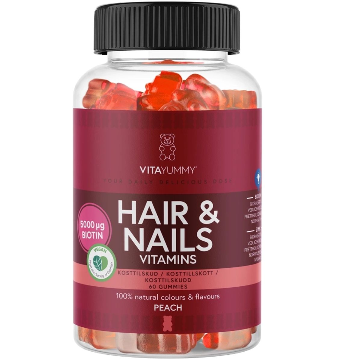 VitaYummy Hair & Nails Peach 60 Pieces