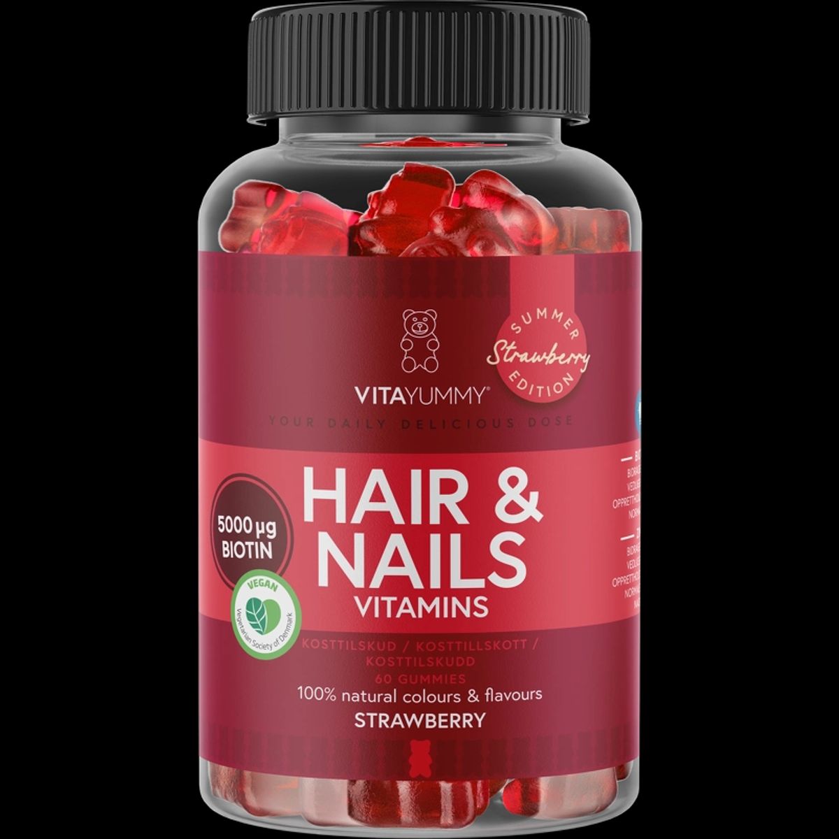 VitaYummy Hair & Nails Strawberry, Summer Edition 2024 60 Pieces (Limited Edition)