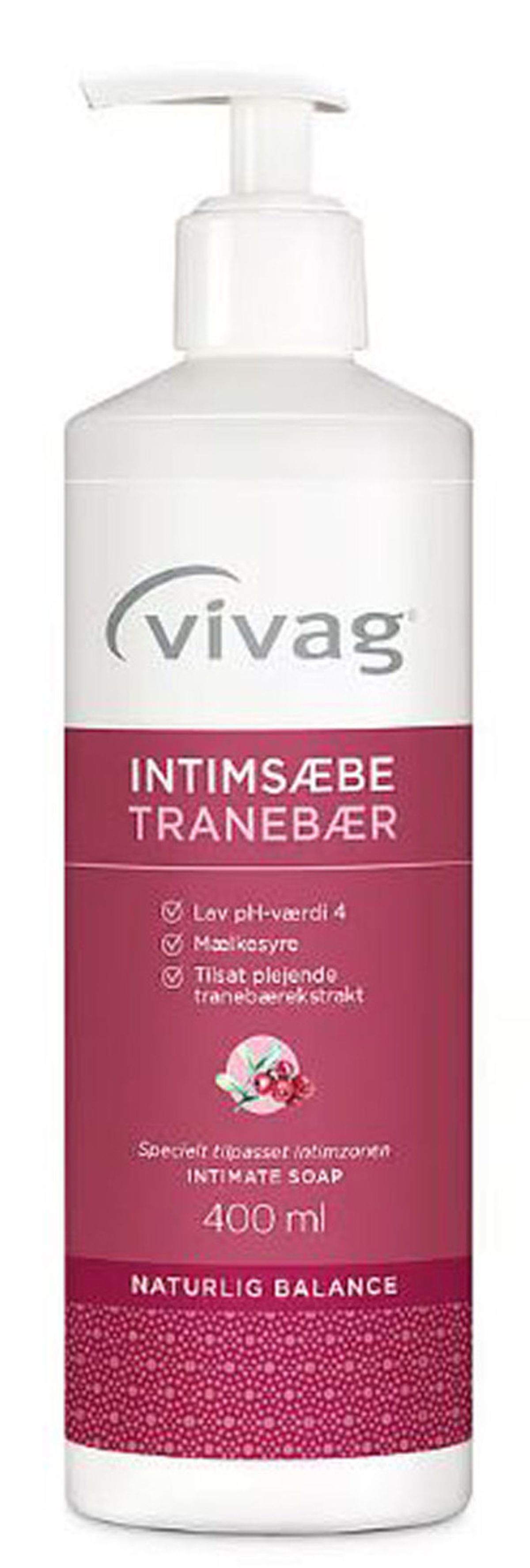 Vivag intimsæbe tranebær naturlig balance 400ml