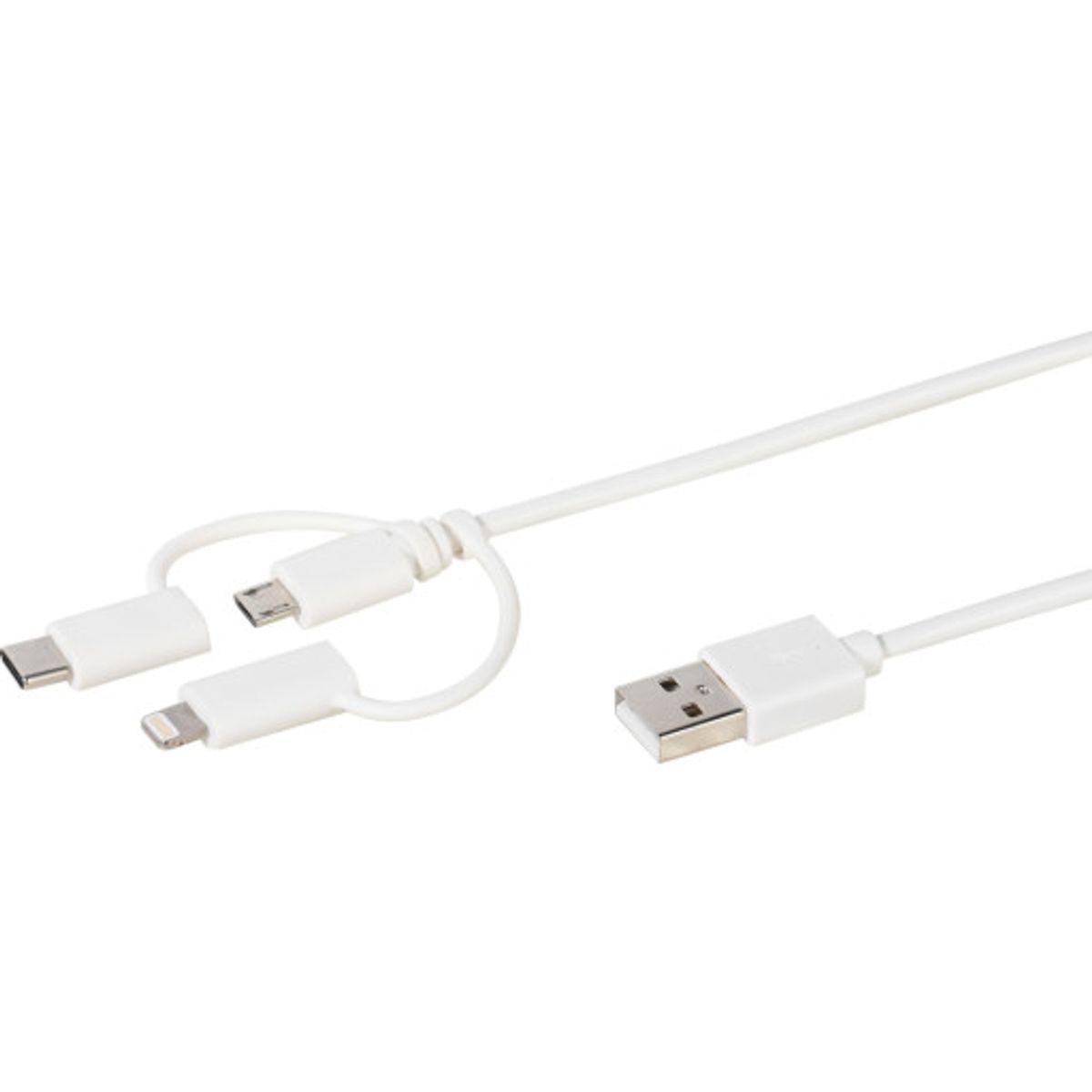 Vivanco ladekabel USB-A til USB-C/lightning/micro-USB hvid, 1 meter