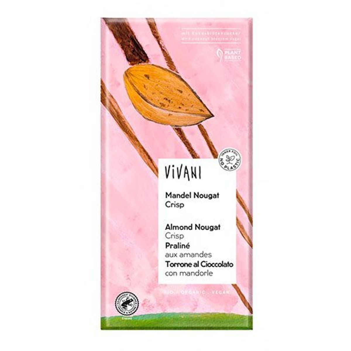 Vivani Mandel Nougat Vegan Økologisk - 80 gram