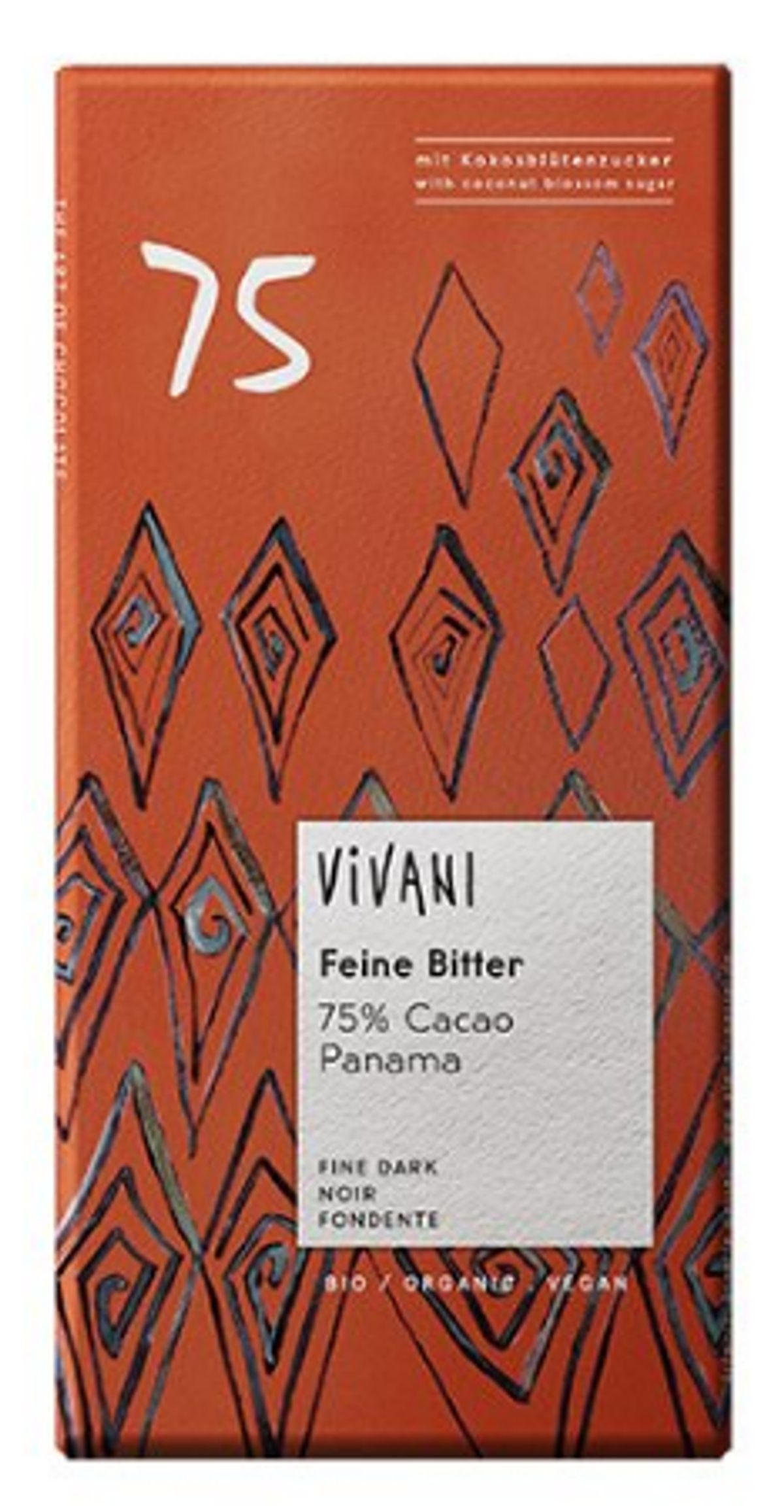 Vivani Panama chokolade mørk 75% Ø, 80g