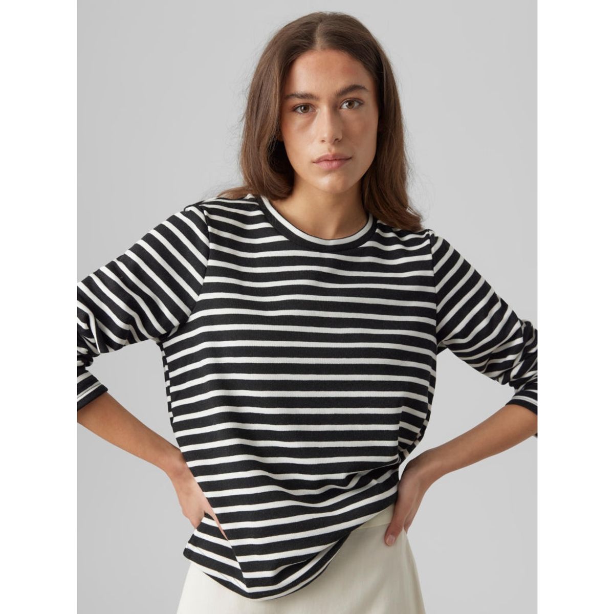 VMMATHILDE LS T-SHIRT D1 - Black White Stripes