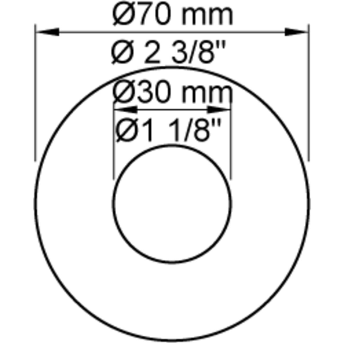 Vola 70 mm dækroset Ø33 mm, rustfrit stål