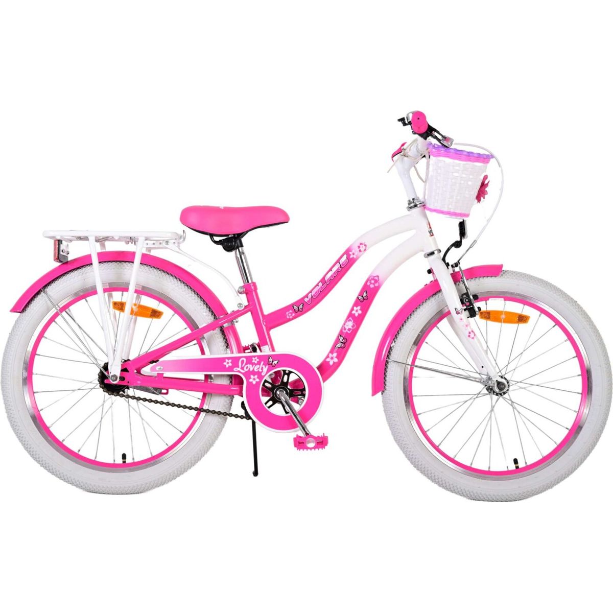 Volare - Børnecykel Med Kurv - 20" Tommer - Blomster - Pink