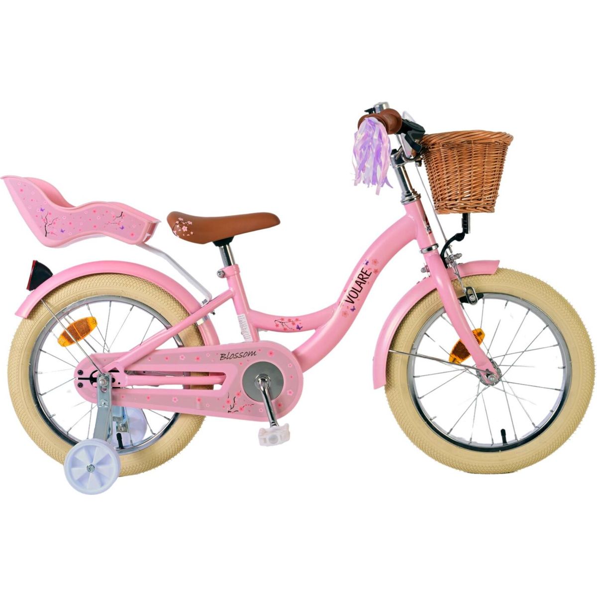 Volare - Børnecykel Med Støttehjul - 16'' Tommer - Blomster - Pink