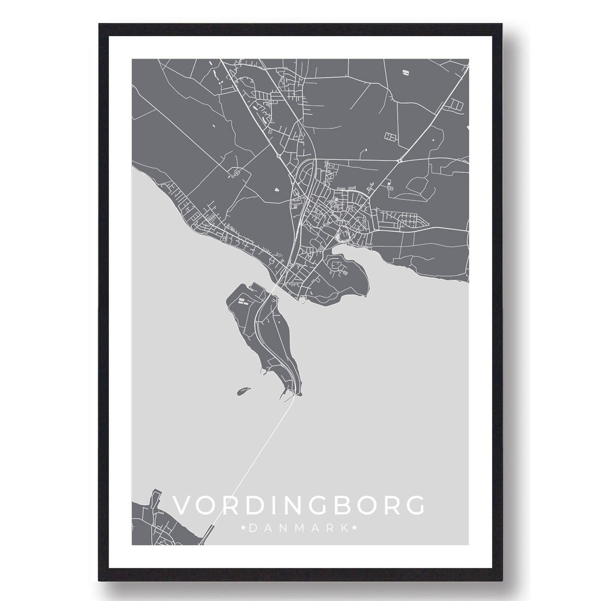 Vordingborg by plakat - grå (Størrelse: L - 50x70cm (B2))