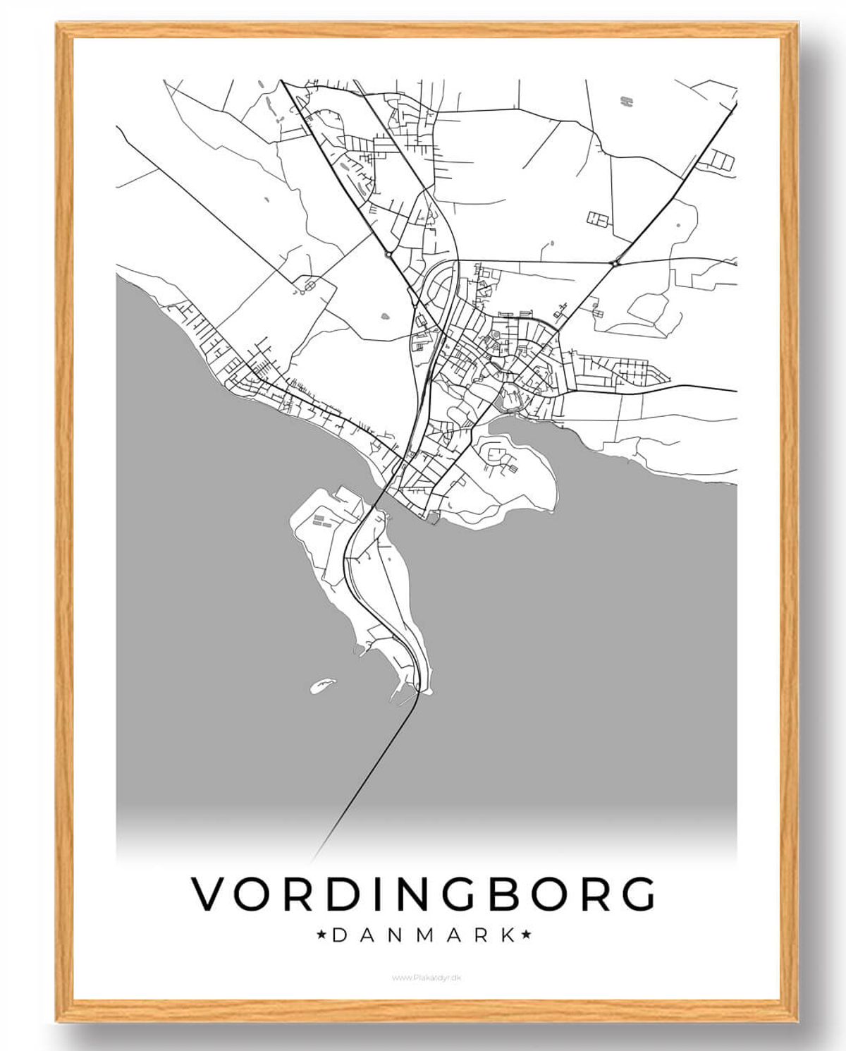 Vordingborg by plakat - hvid (Størrelse: L - 50x70cm (B2))