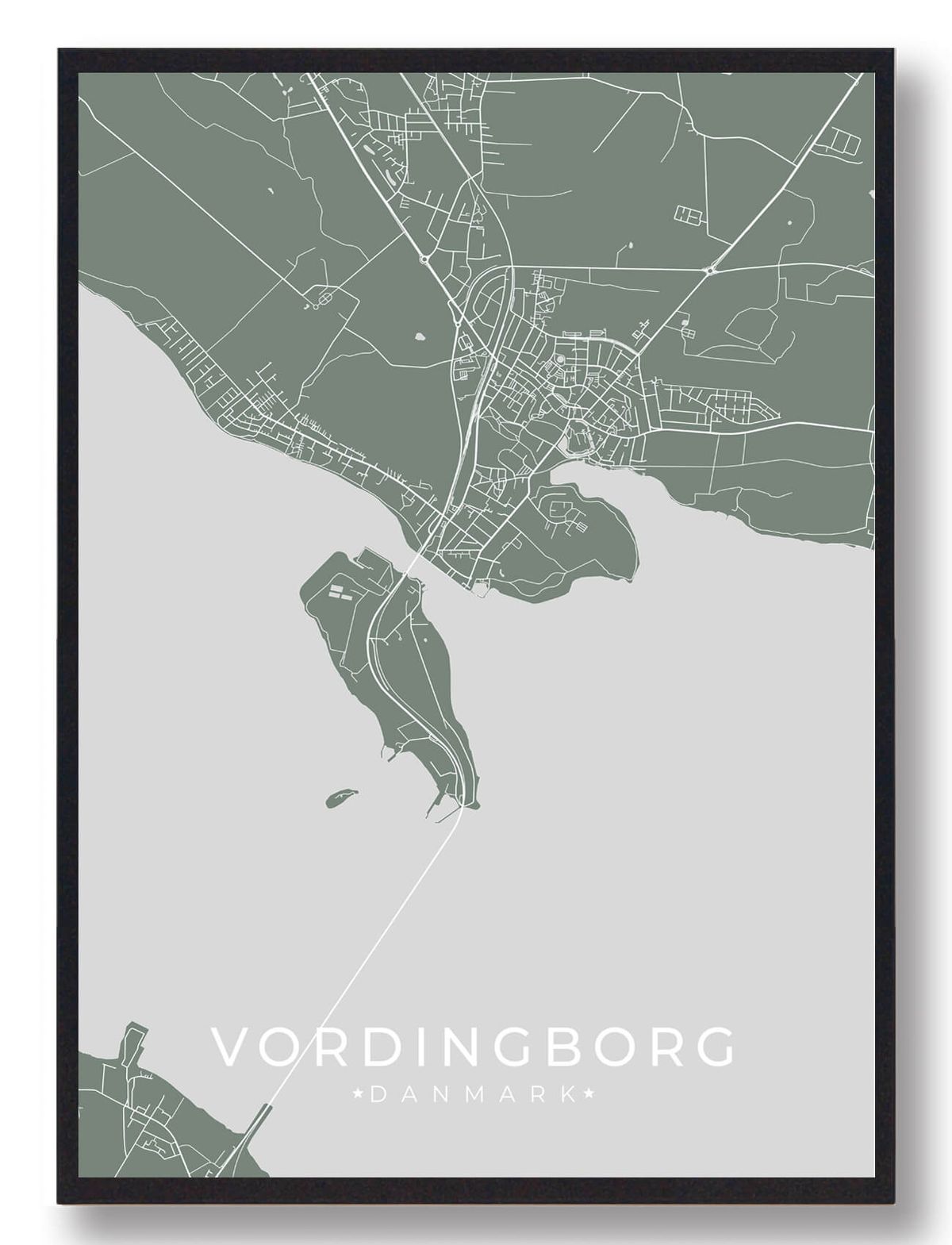 Vordingborg plakat - grøn (Størrelse: L - 50x70cm (B2))