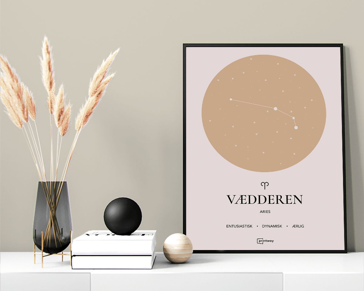 Vædderen Stjernetegn Plakat Guld 50×70 cm (B2)