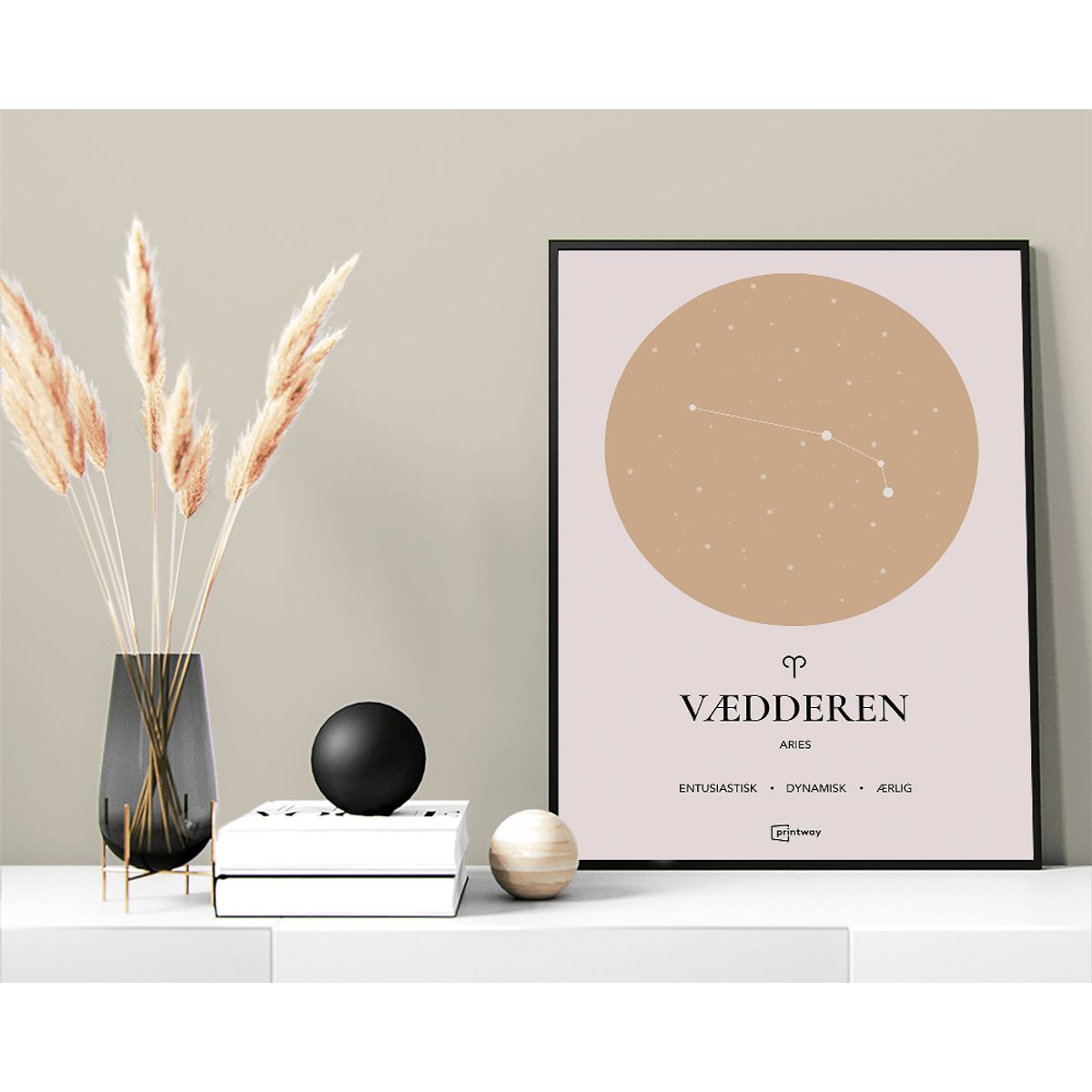 Vædderen Stjernetegn Plakat Guld 60×84 cm (A1)