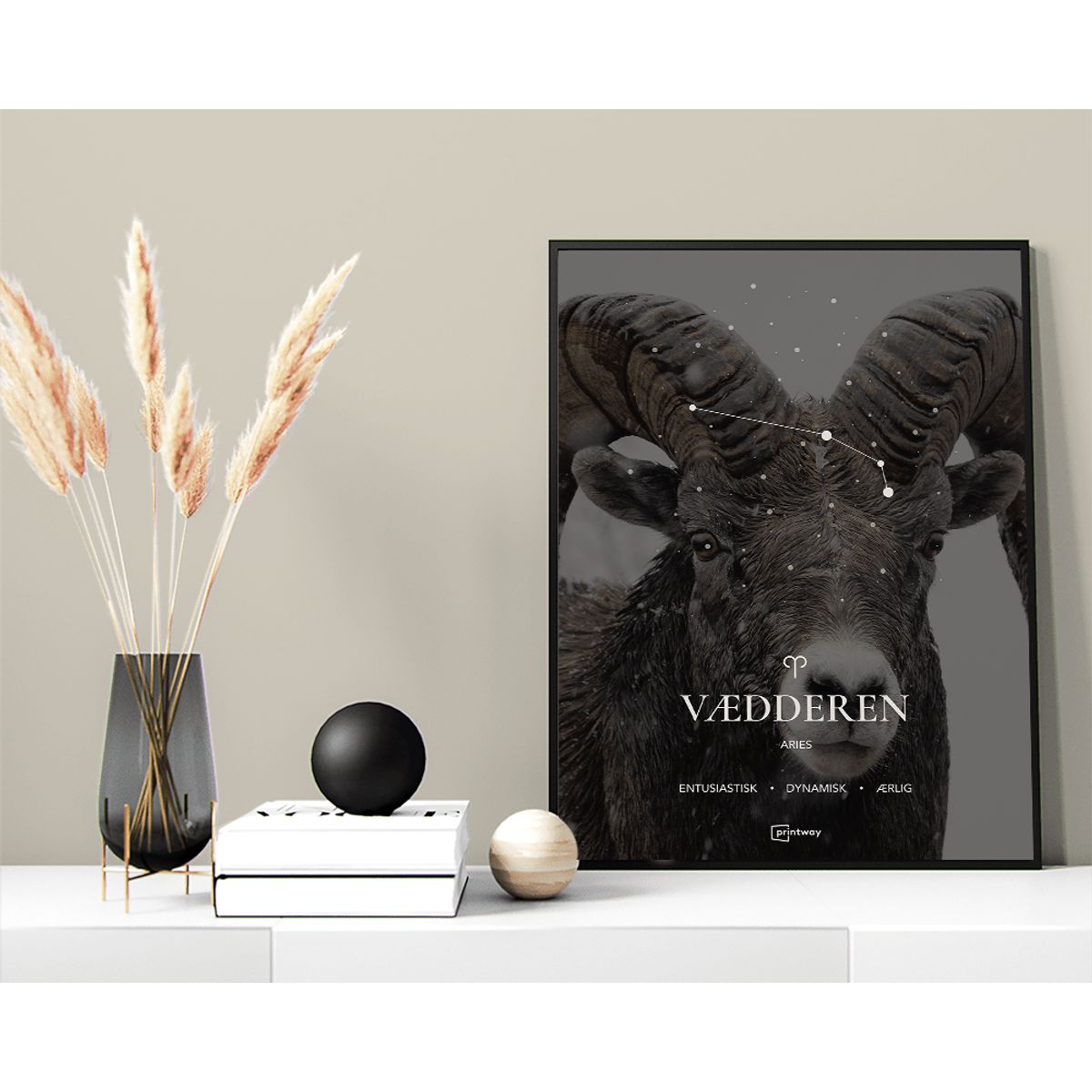 Vædderen Stjernetegn Plakat Motiv 60×84 cm (A1)