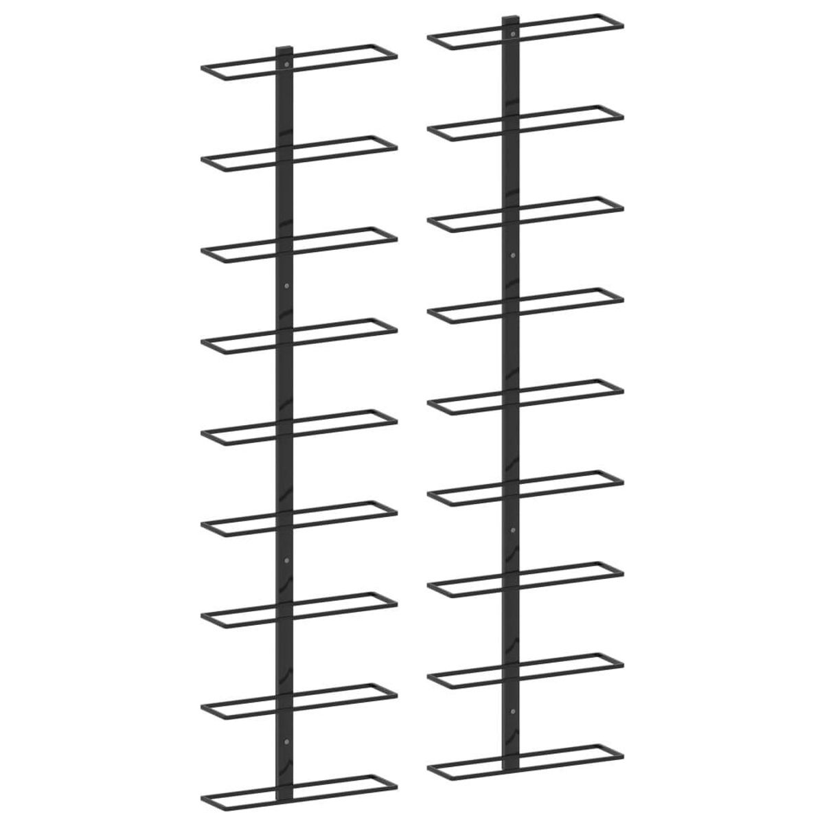 Væghængte vinreoler 2 stk. til 18 vinflasker jern sort