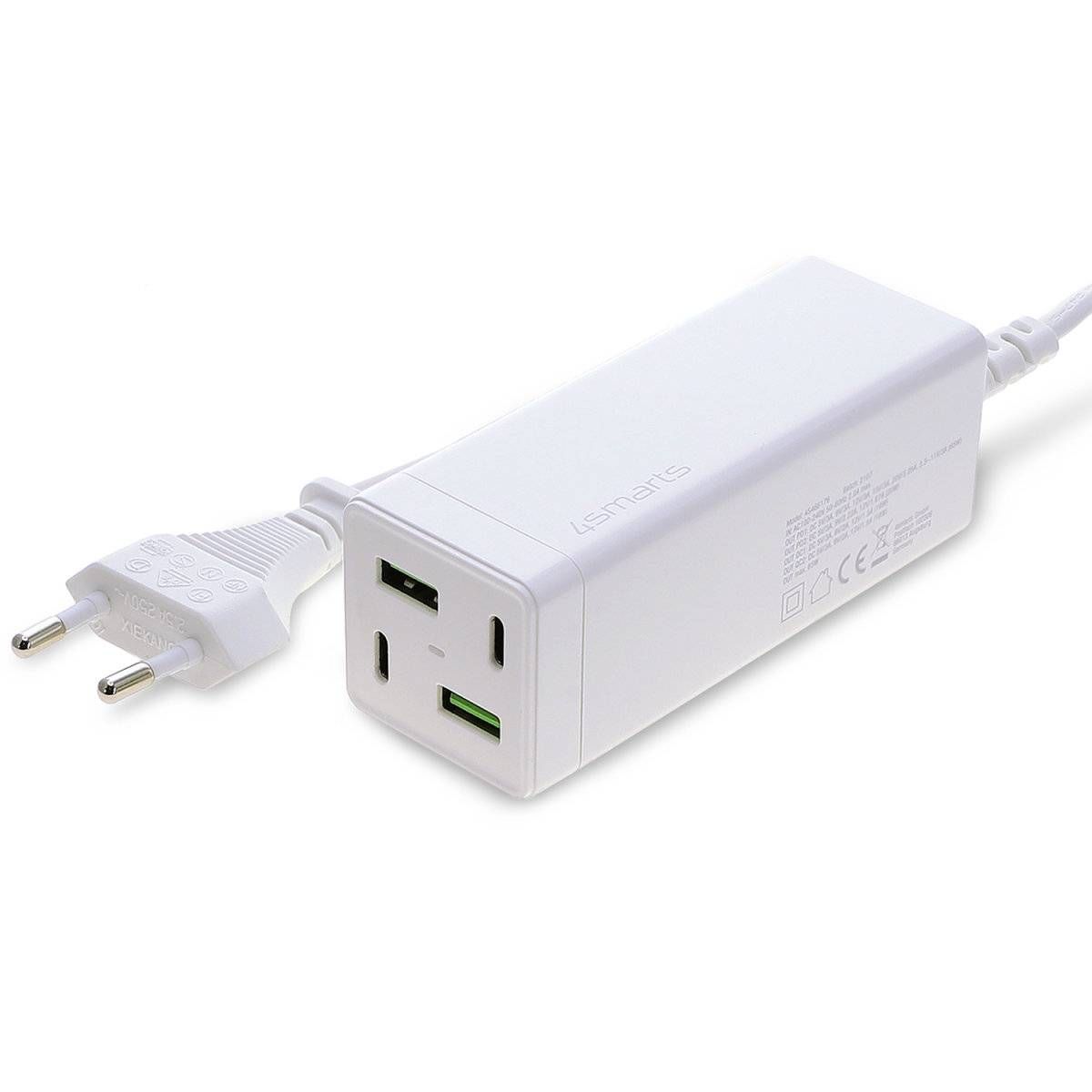 Vægoplader 65W - Dual USB-C & Dual USB-A - Laptop / iPad / Tablet / iPhone - Hvid