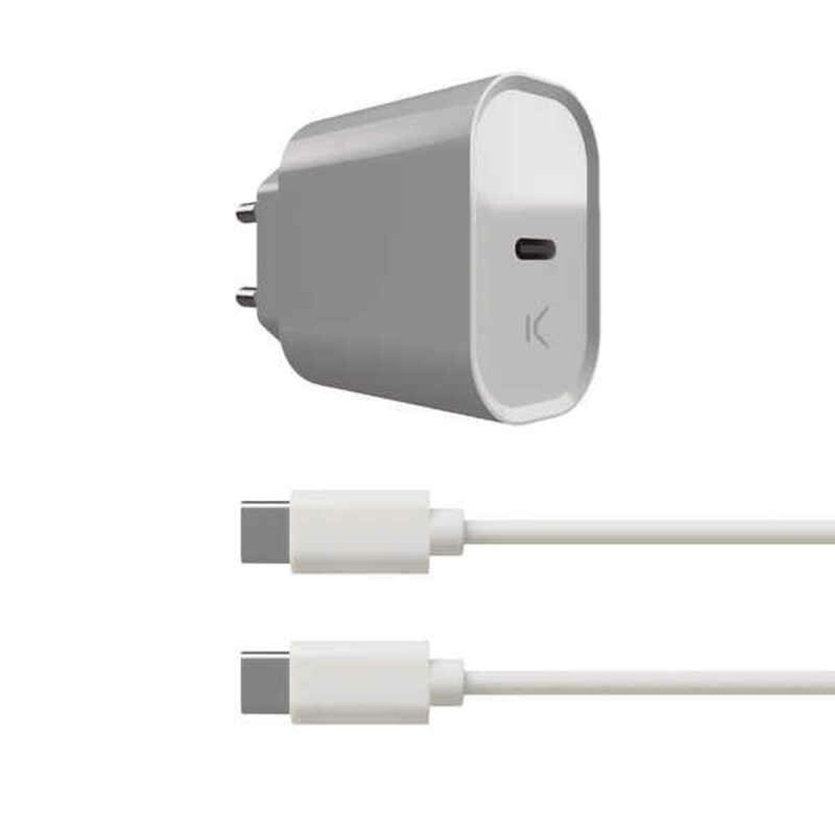 Vægoplader + USB kabel KSIX Hvid 20W