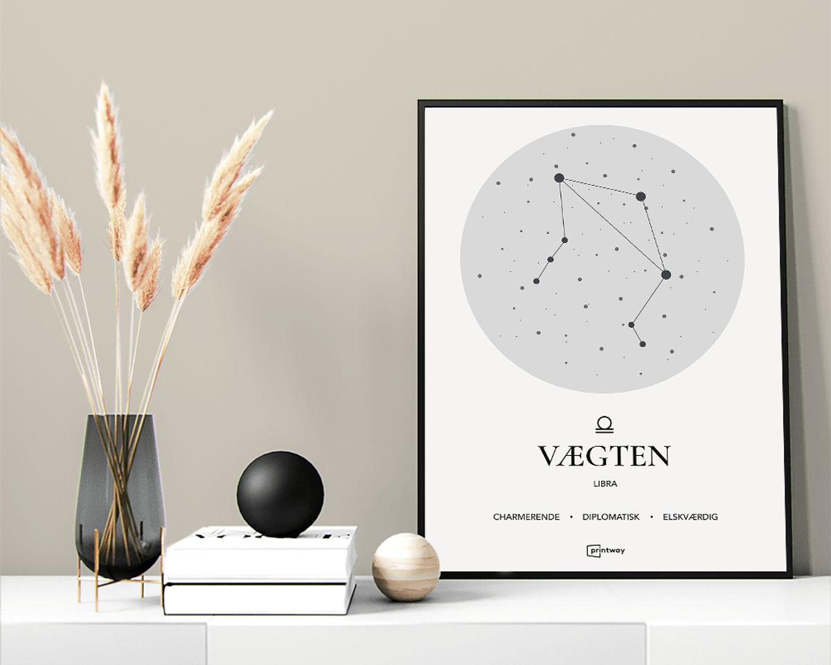 Vægten Stjernetegn Plakat Hvid 60×84 cm (A1)