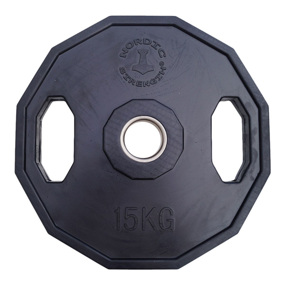 Vægtskive 15 kg - 50 mm (12 kantet/sort)