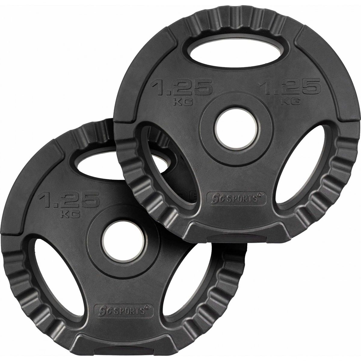 Vægtskiver - sæt af 2, hver 1,25 kg, Ø 30/31 mm, Tri-Grip, cement, plastik, sort