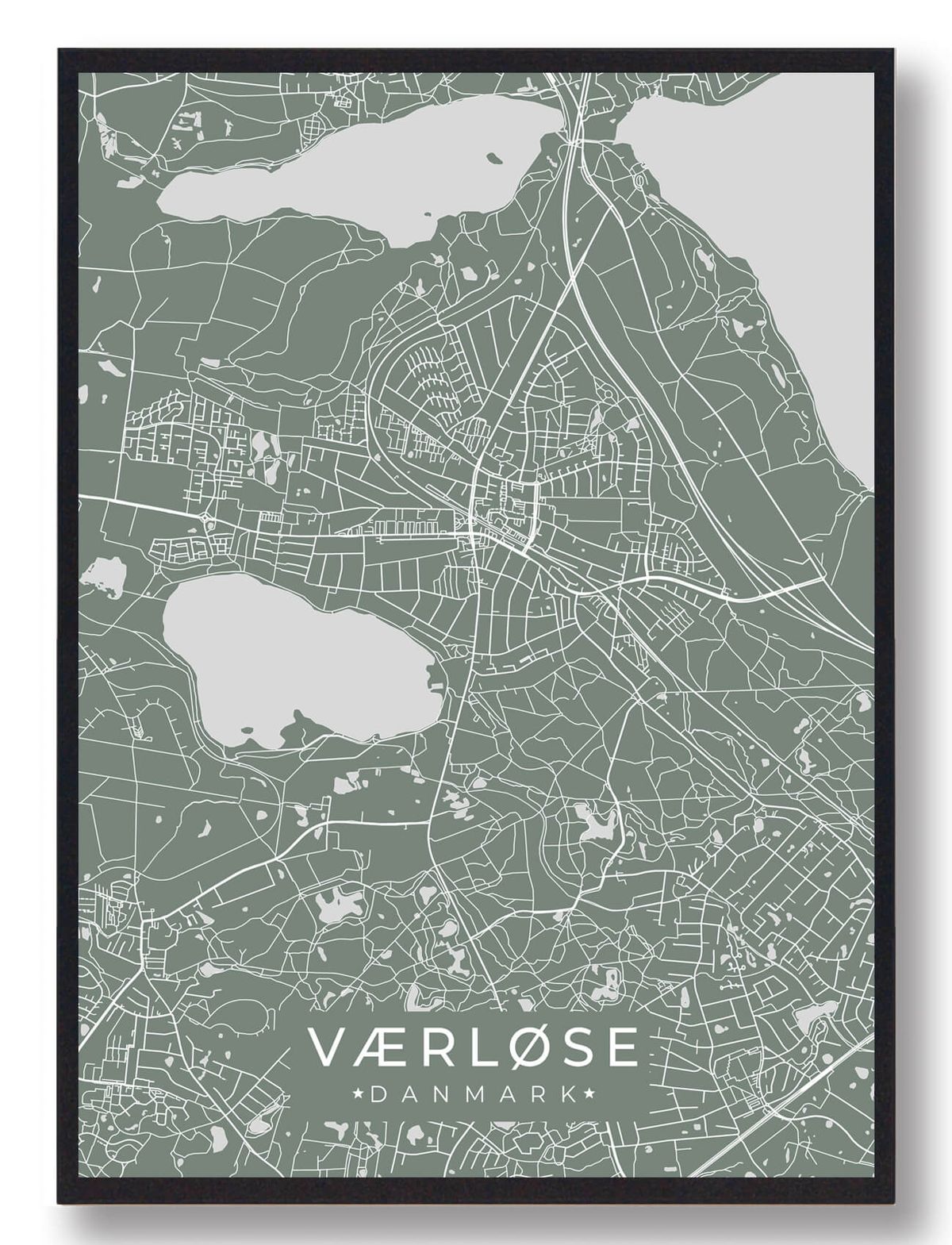 Værløse plakat - grøn (Størrelse: L - 50x70cm (B2))