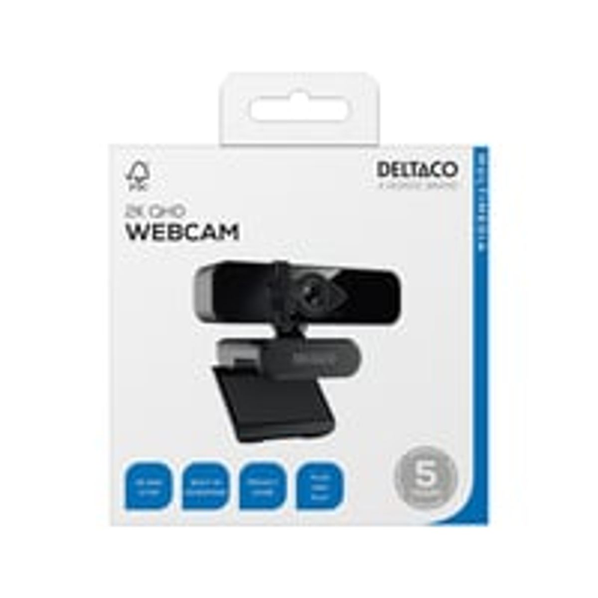 W-200 Webcam, 2K 2560x1440 3.7MP, built-in mic, 2 m cable