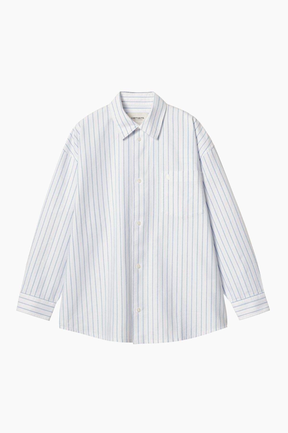 W' L/S Downlen Shirt - Dowlen Stripe, White - Carhartt WIP - Stribet S