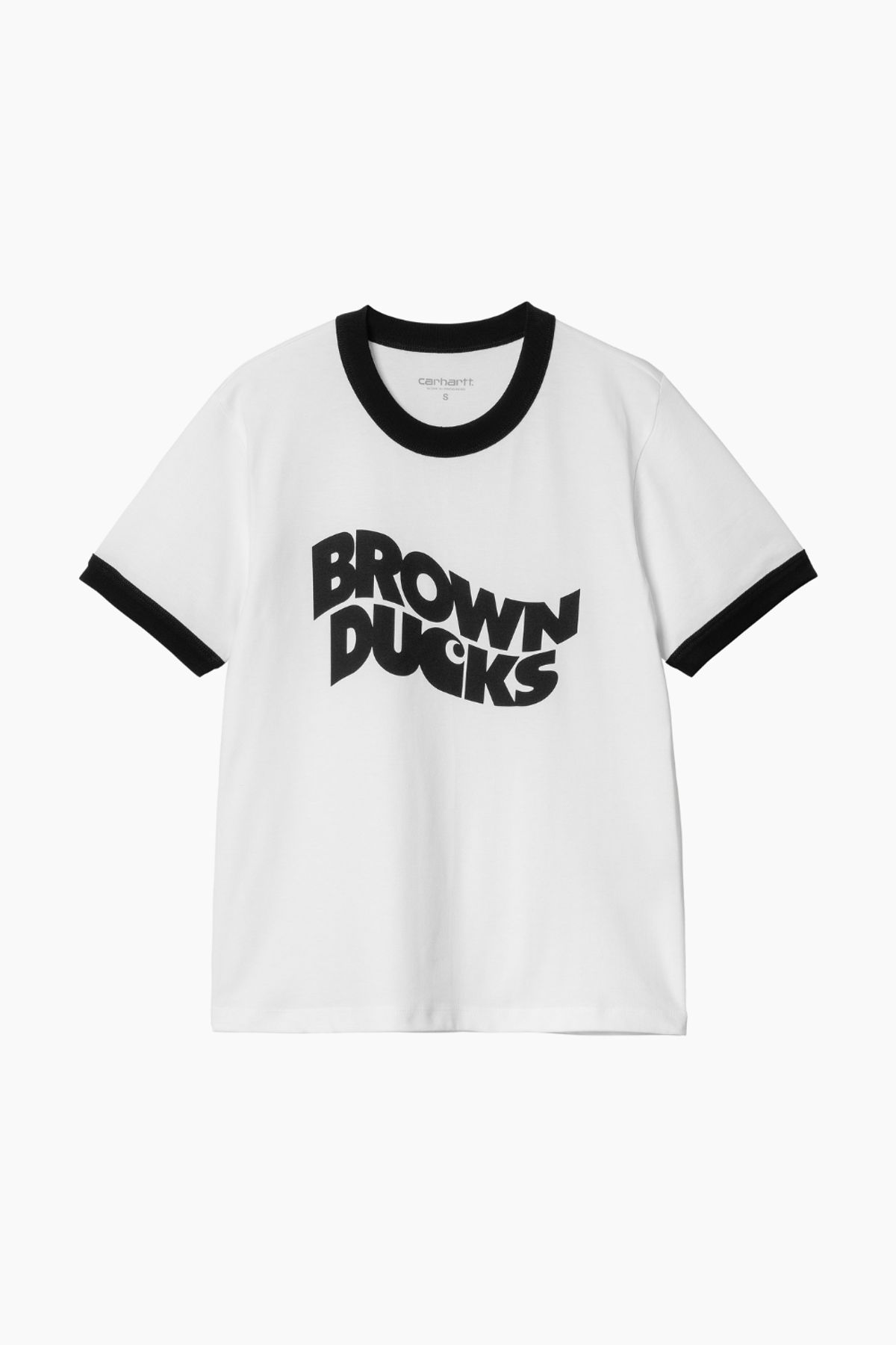 W' S/S Brown Ducks Ringer - White/Black - Carhartt WIP - Hvid L