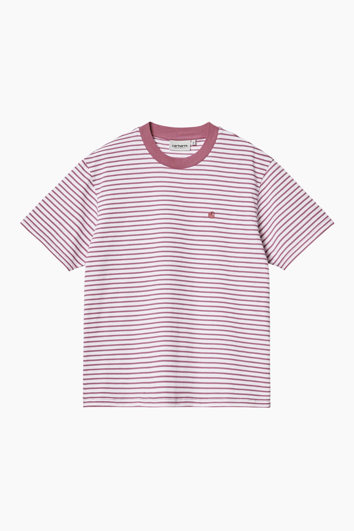 W' S/S Coleen T-Shirt - Coleen Stripe, White/Magenta - Carhartt WIP - Stribet L