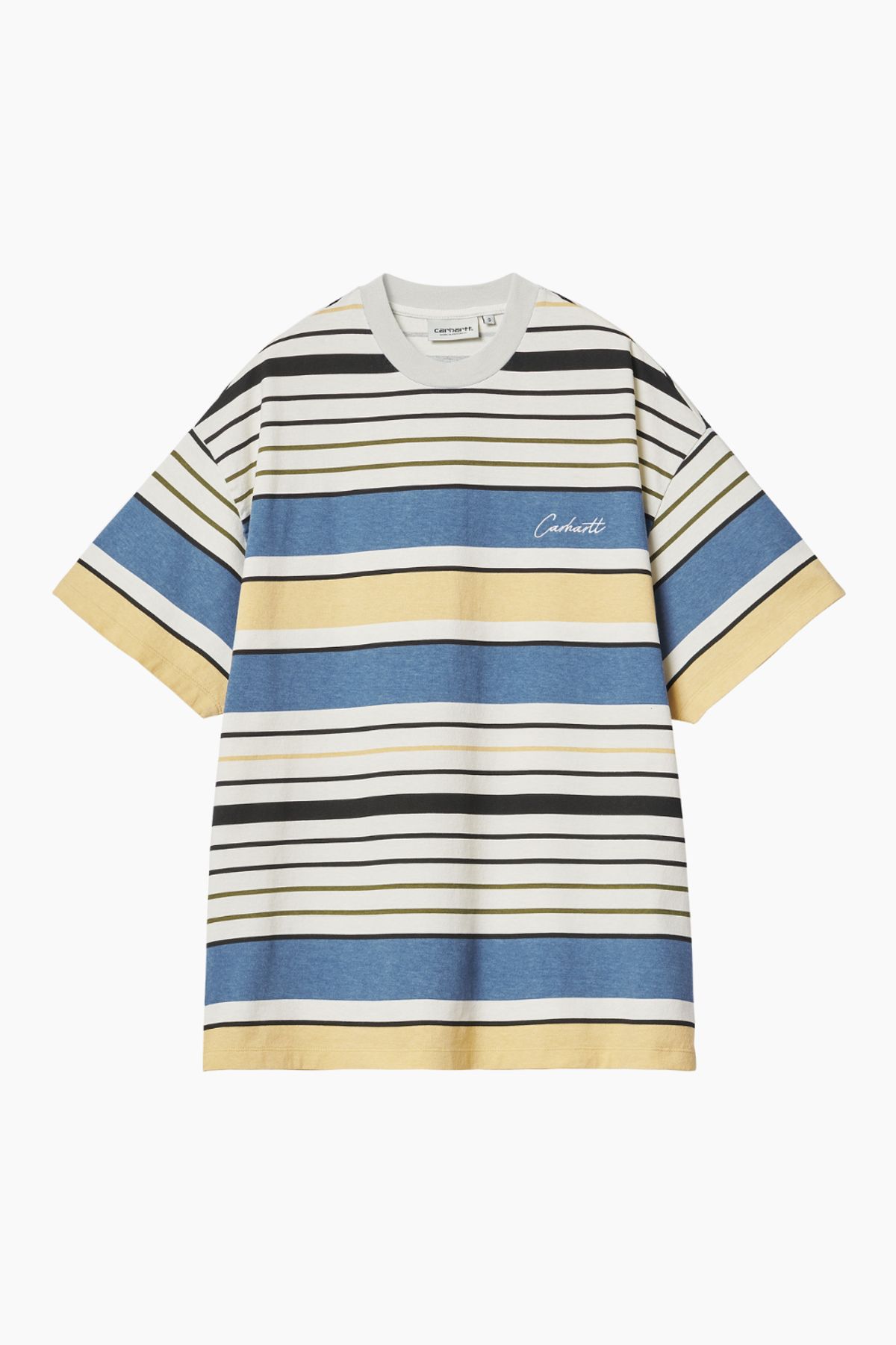 W' S/S Rowe T-Shirt - Rowe Stripe, Sorrent (Heavy Stone Washed) - Carhartt WIP - Stribet M