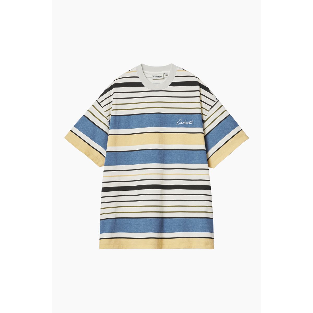 W' S/S Rowe T-Shirt - Rowe Stripe, Sorrent (Heavy Stone Washed) - Carhartt WIP - Stribet XS